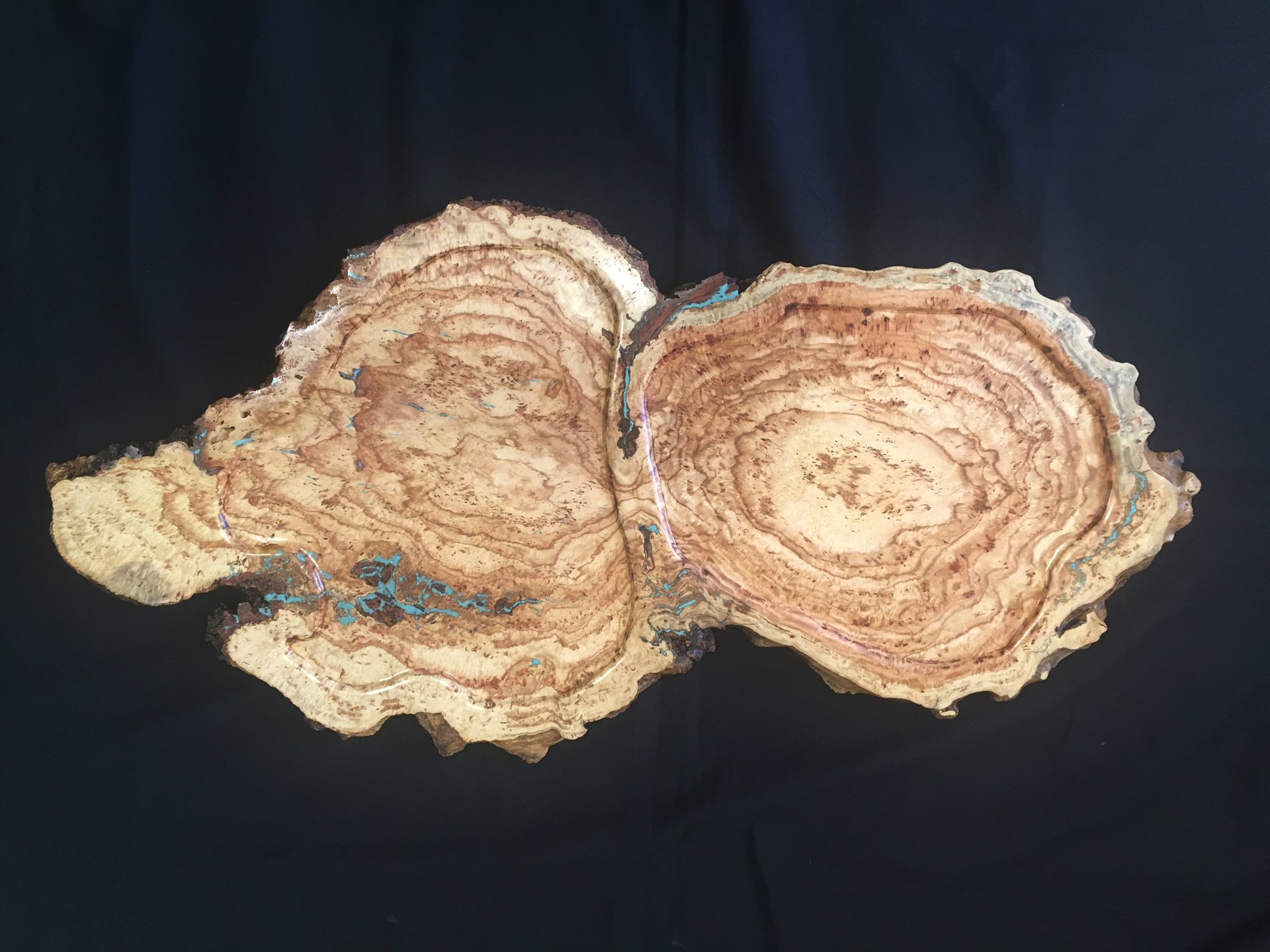 Honey Locust Burl Charcuterie Board Wturquoise Inlay American Association Of Woodturners 