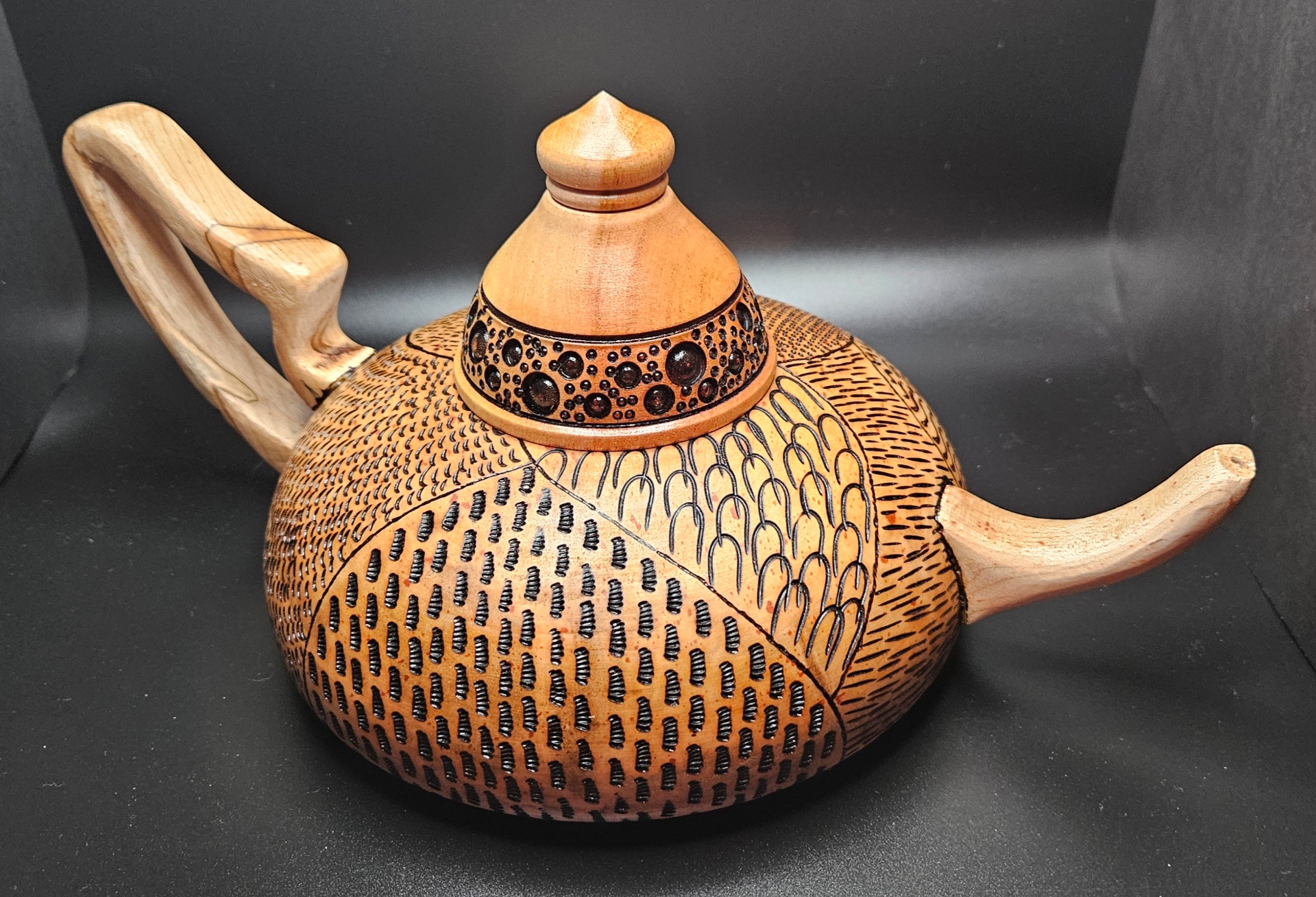 Maple and mahogany teapot