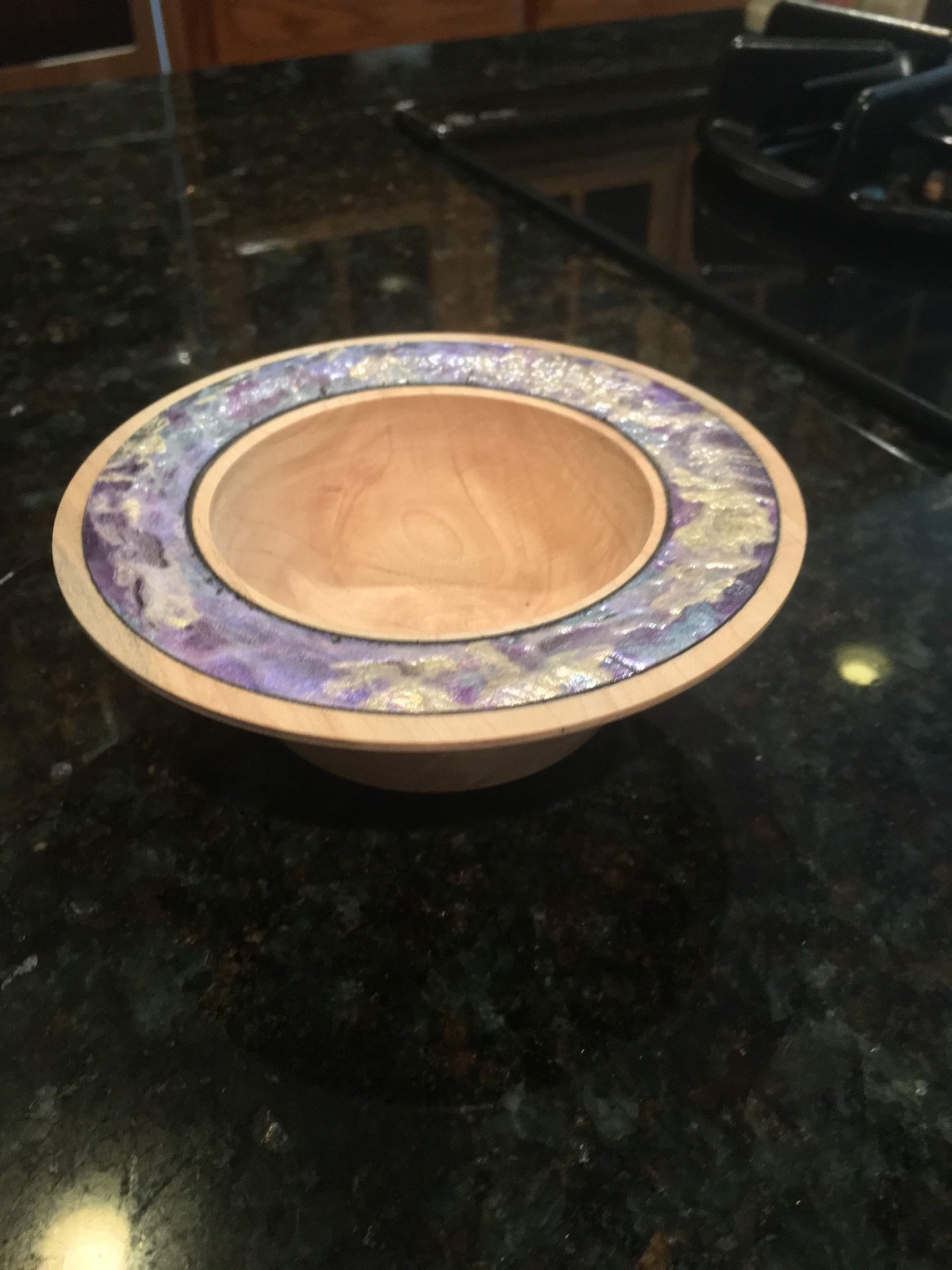 Maple Finger Bowl with Jo Sonjay irridescent painted rim