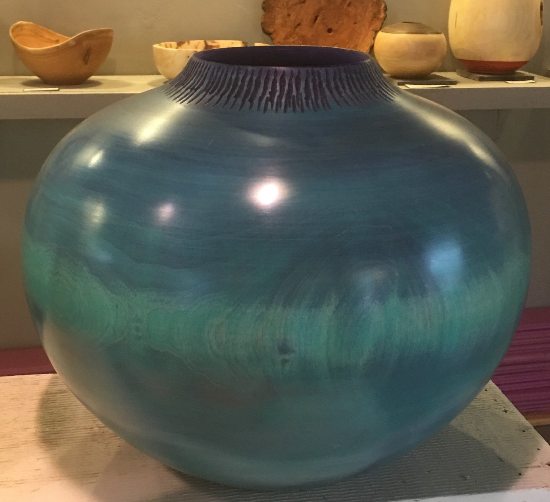 Maple hollow form with multi colored finish