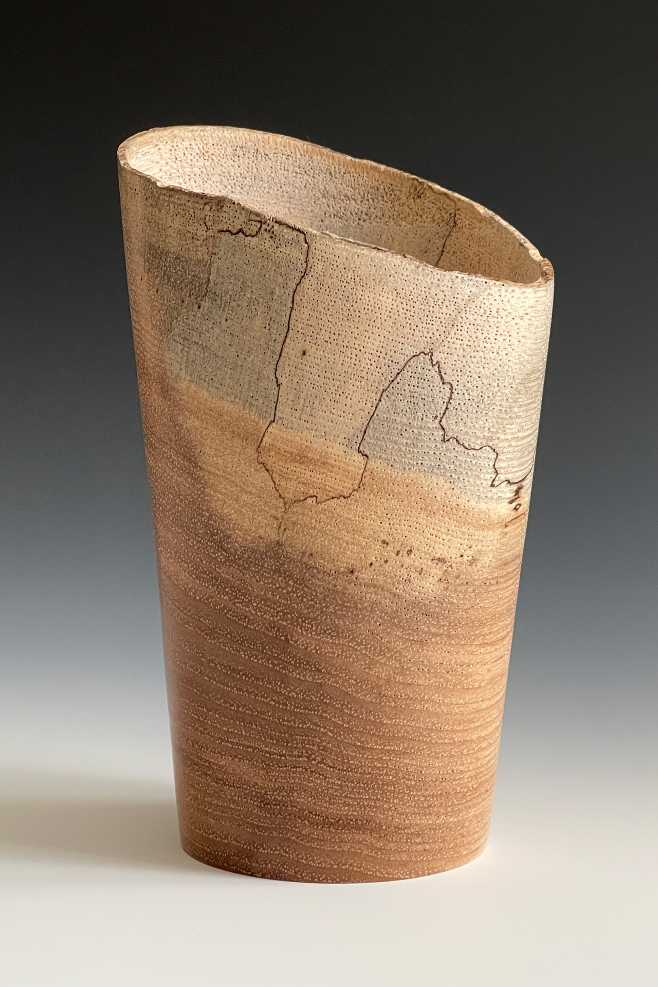 Natural-Edge Spalted Hickory Vase