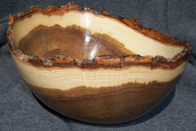 Natural edged oak bowl