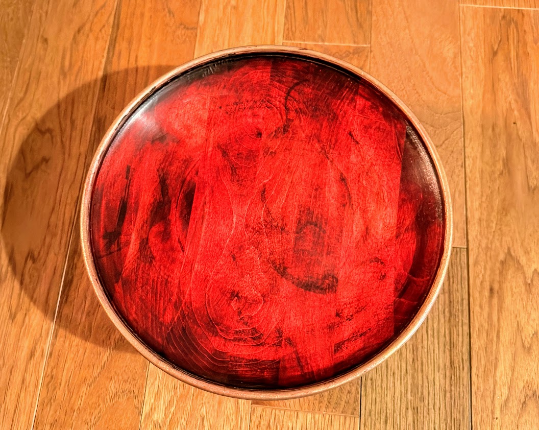 Red and gold dish