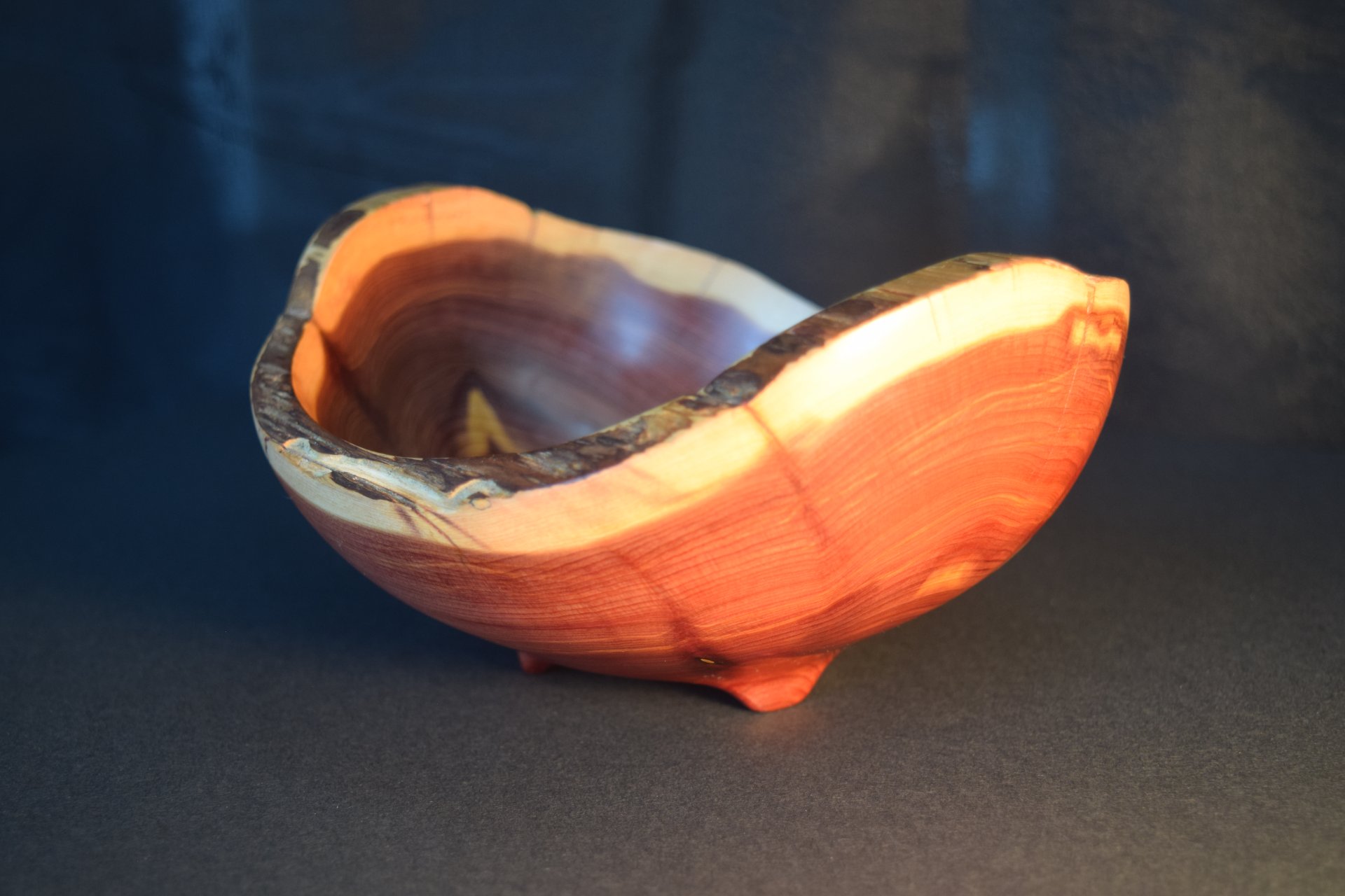 Red Cedar Live Edge Three-Footed Bowl