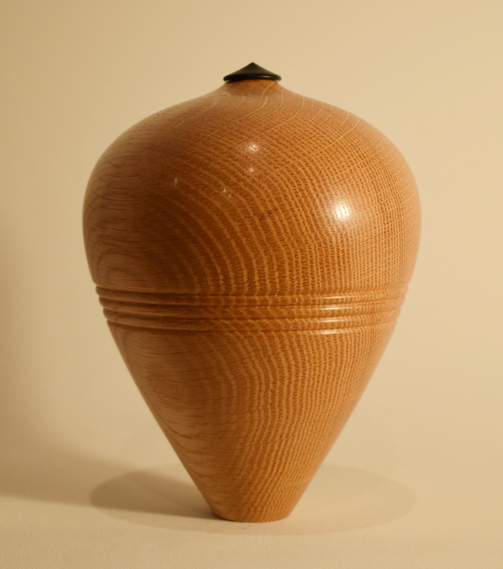 Red Oak Hollow Form with Ebony Lid