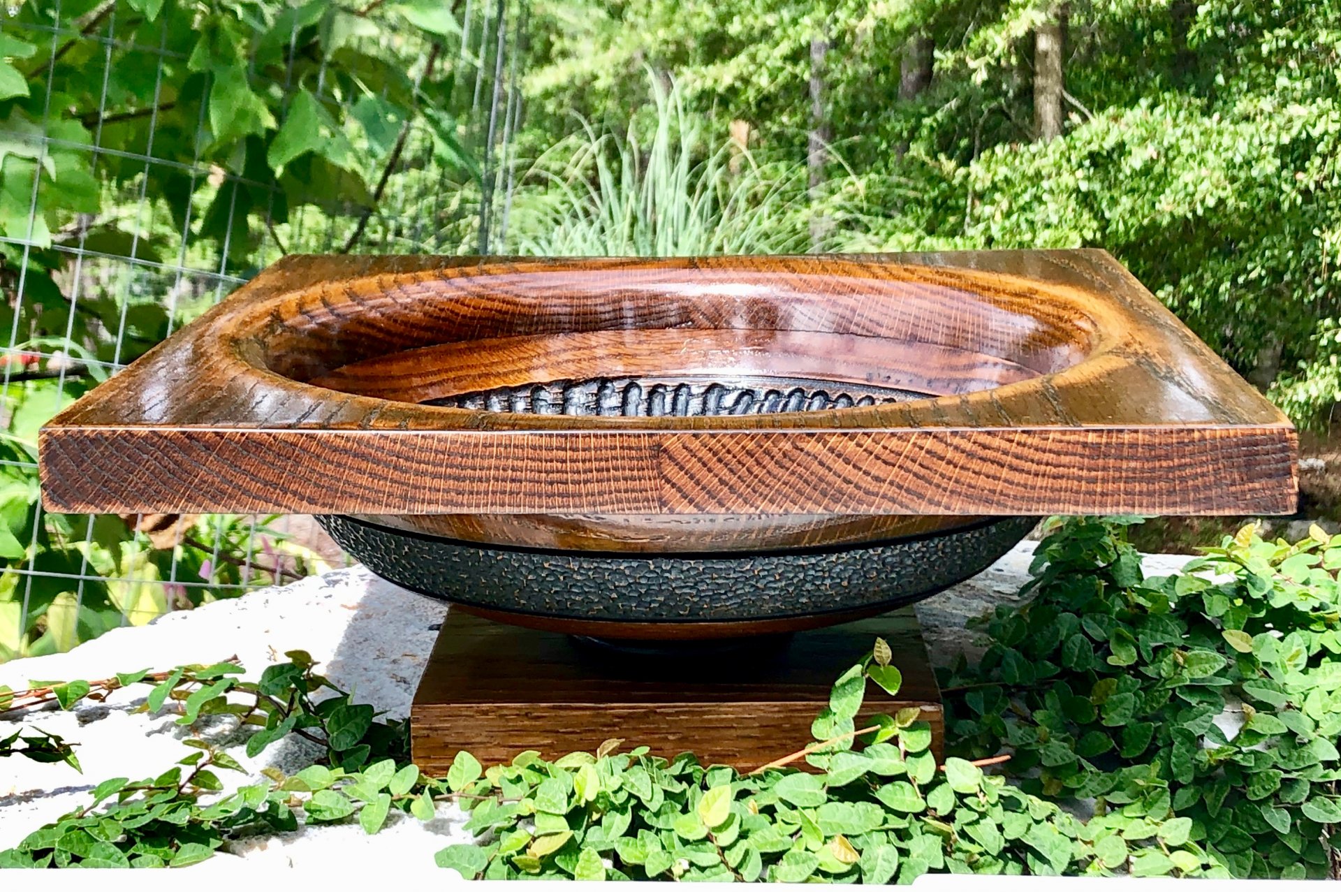 Red Oak replica of Frank Lloyd Wright planter from Robie House in Chicago,