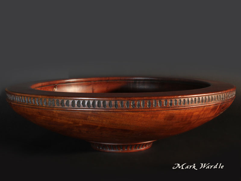 Redgum bowl with fluted sides and foot