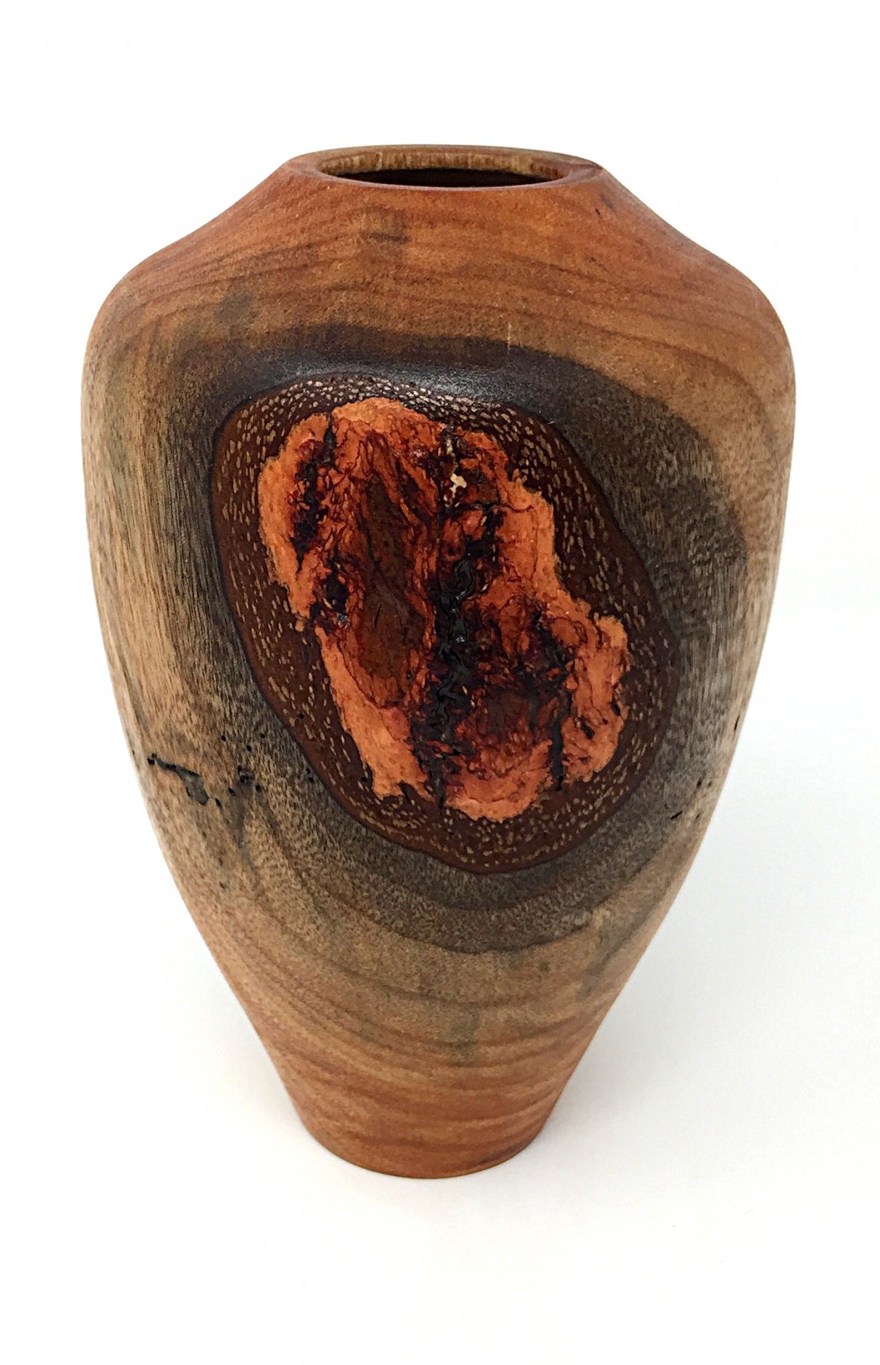 Small Bay Wood Vase-Hollow Form with Bark Inclusion