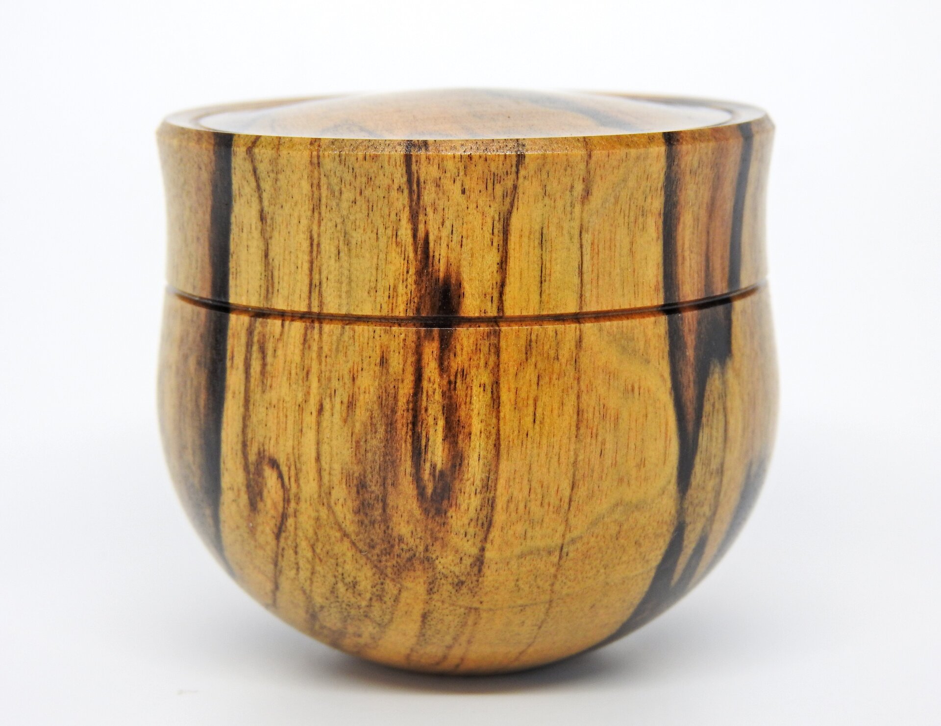 Spalted Black & White Ebony Round Bottom Box