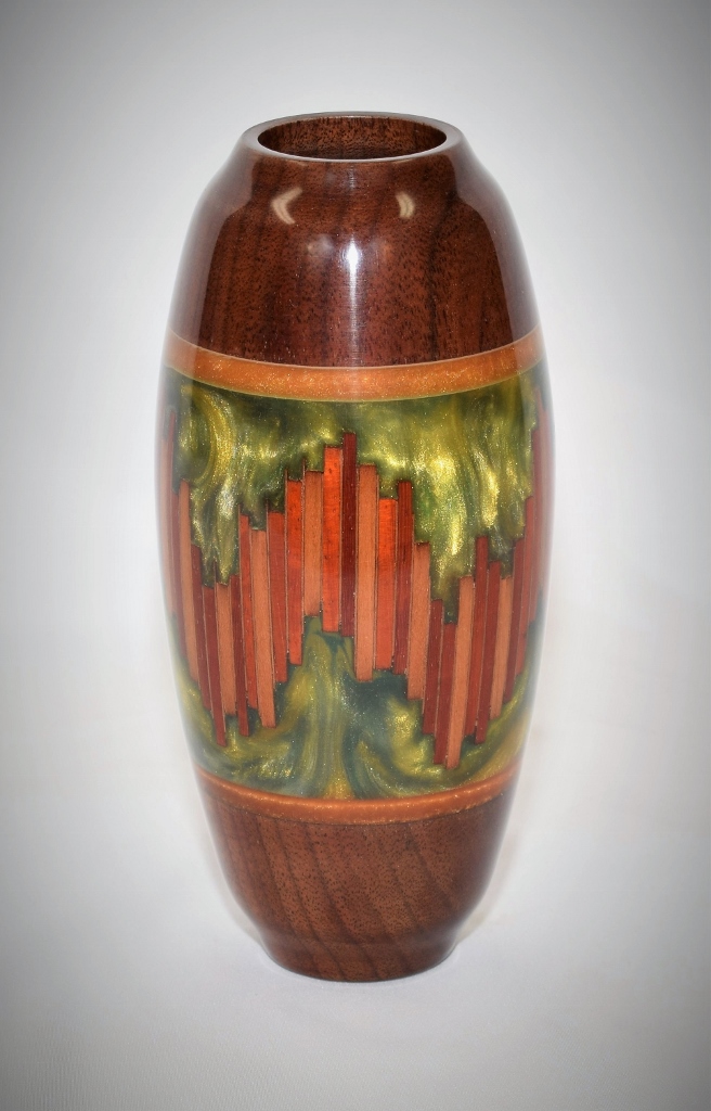 Vase: Walnut with translucent Cast Resin