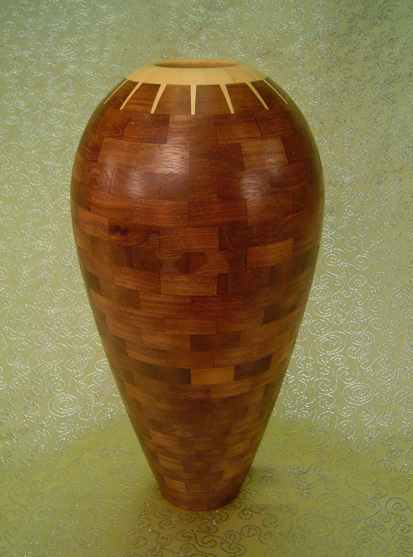 walnut and holly vase.
