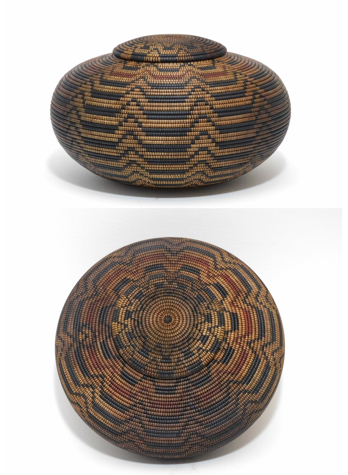 Walnut lidded basket illusion.