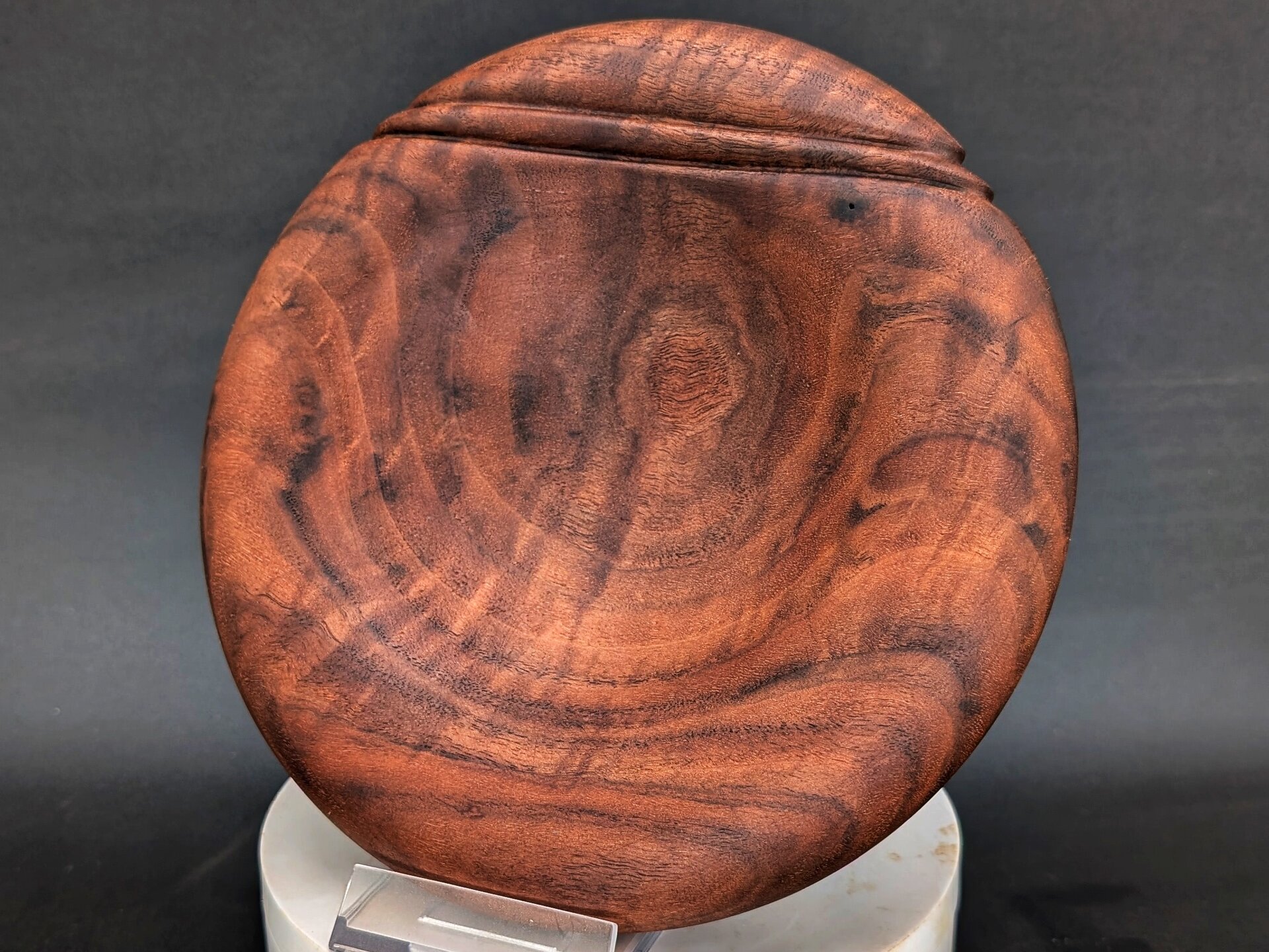 Walnut pillow bowl with hand-cut bead