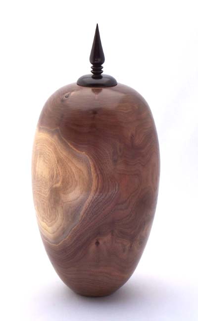 Walnut vessel w/finial